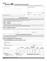 Forme EQ-6351 Confirmation DES Frais De Garde - Quebec, Canada (French)