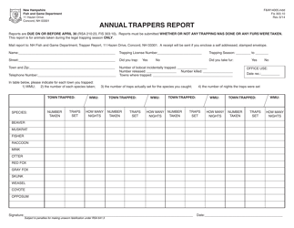 Form F&amp;W14005 Annual Trappers Report - New Hampshire