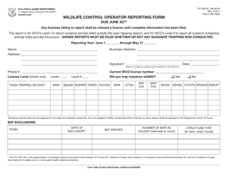 Form F&amp;W17002 &quot;Wildlife Control Operator Reporting Form&quot; - New Hampshire