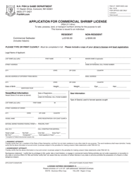Form F&amp;G27 (MAR1303C) Application for Commercial Shrimp License - New Hampshire