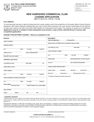 Form MAR1002G &quot;New Hampshire Commercial Clam License Application&quot; - New Hampshire