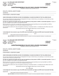 Form OHV13002 &quot;Ohrv/Snowmobile Rules Disclosure Statement&quot; - New Hampshire