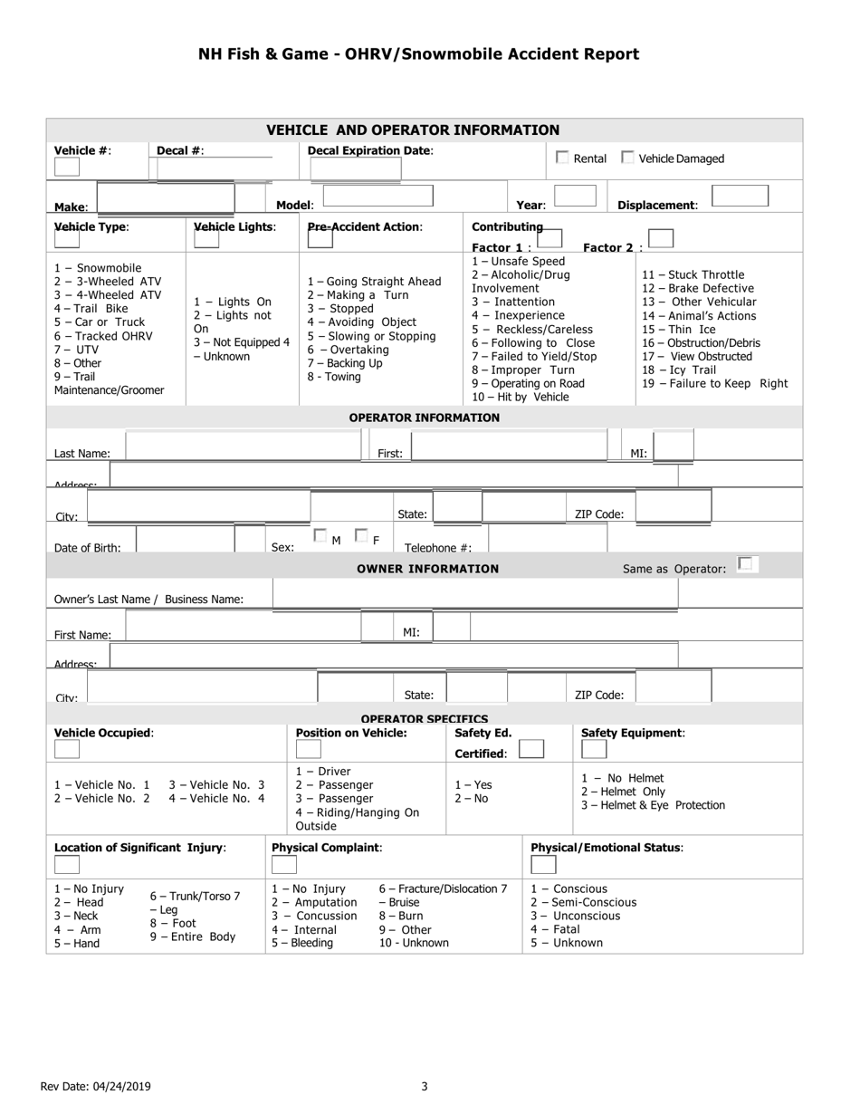 Ohrv / Snowmobile Accident Report - New Hampshire, Page 4