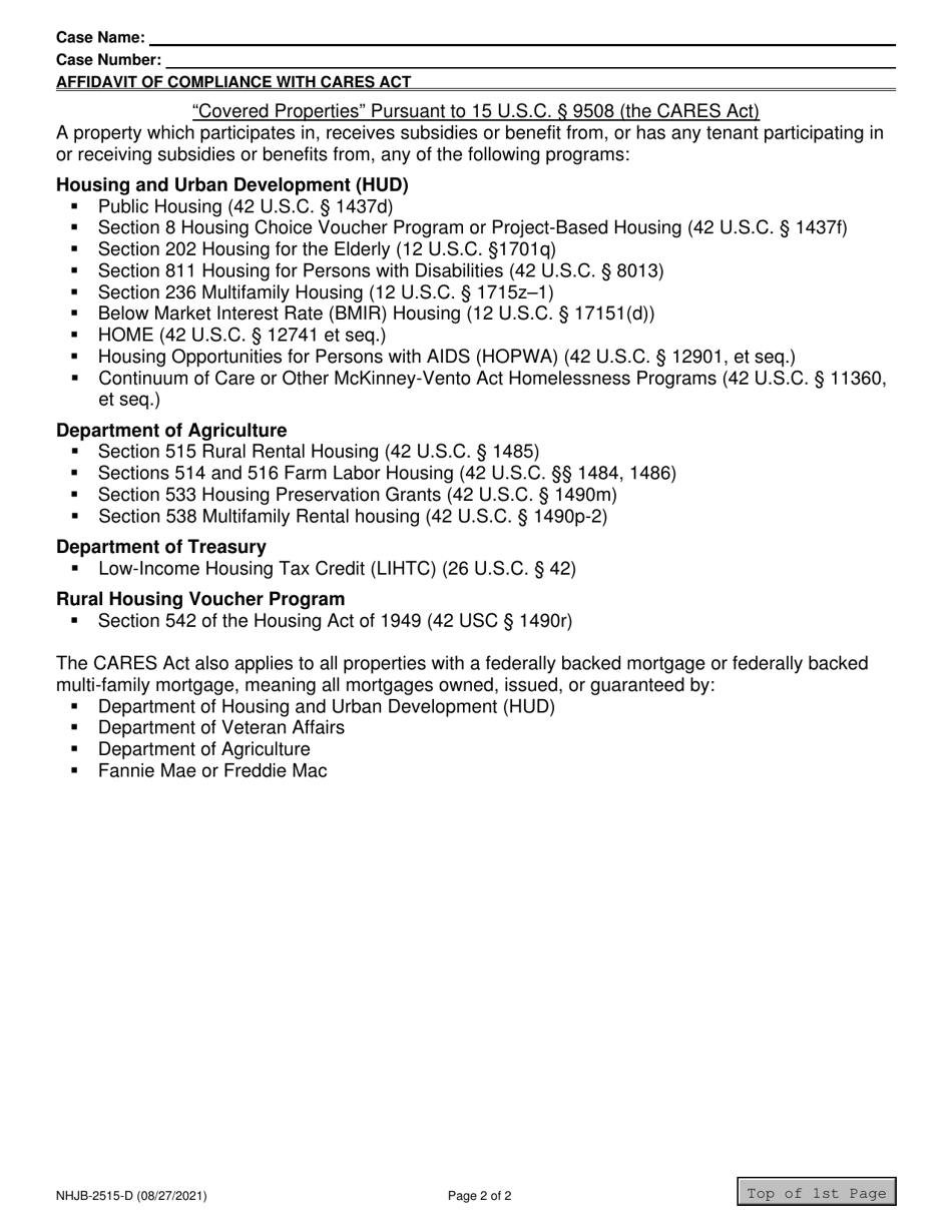 Form NHJB-2515-D Landlords Affidavit of Compliance With Federal Law - New Hampshire, Page 2