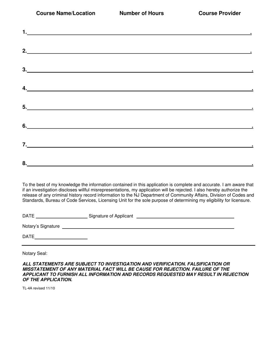 Form TL-4A Recognized Certified Maintenance Technician Application - New Jersey, Page 2