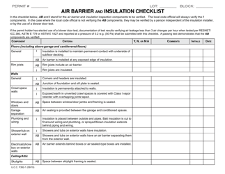 UCC Form F392 Air Barrier and Insulation Checklist - New Jersey