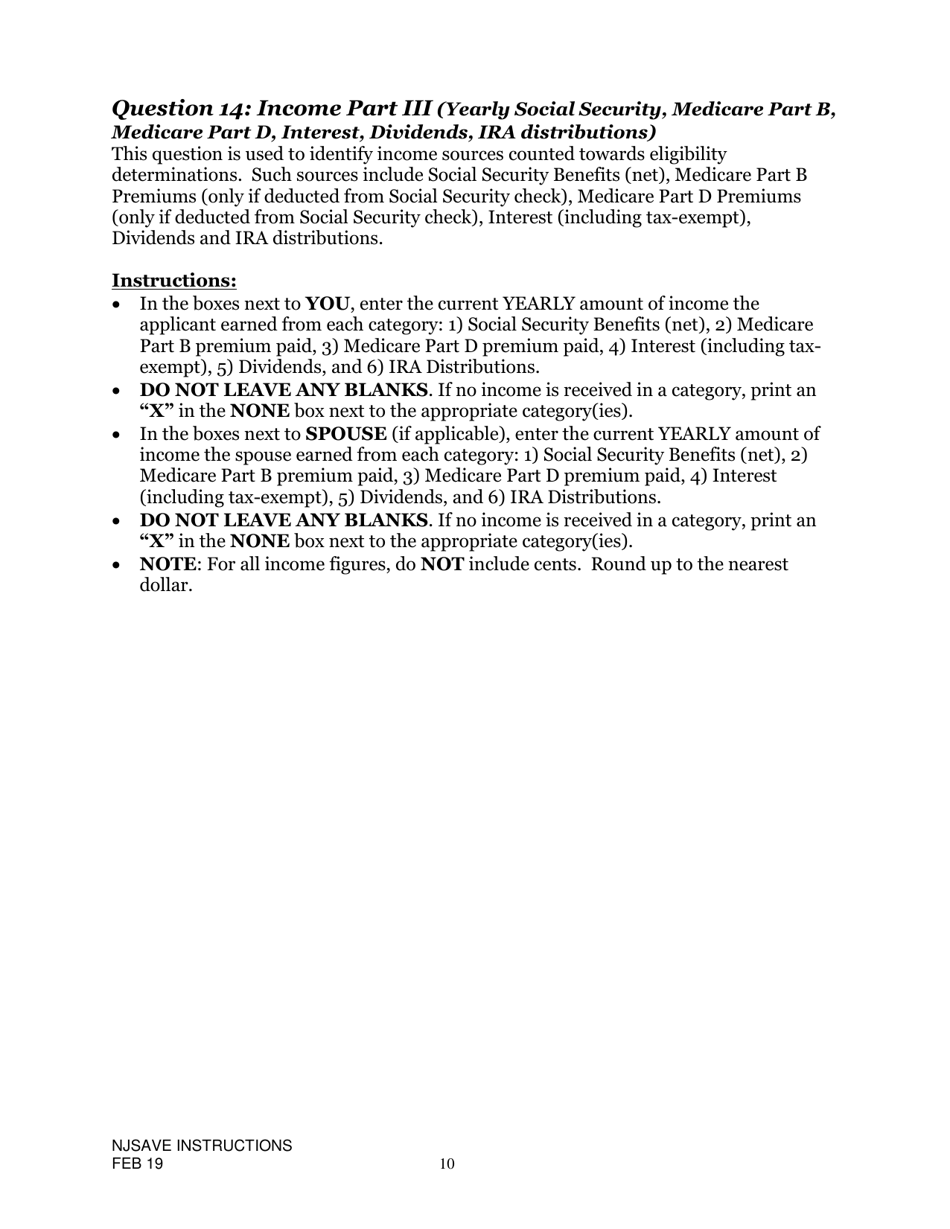 Instructions for Nj Save Application for Medicare Savings Programs (Msp), Pharmaceutical Assistance to the Aged and Disabled (Paad), Lifeline Utility Assistance (Lifeline), Senior Gold Prescription Discount Program (Senior Gold), and Other Special Benefits Programs - New Jersey, Page 10