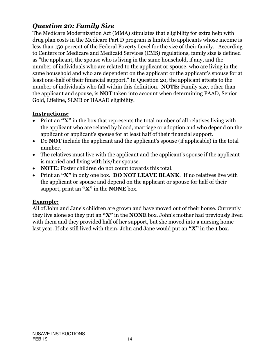 Instructions for Nj Save Application for Medicare Savings Programs (Msp), Pharmaceutical Assistance to the Aged and Disabled (Paad), Lifeline Utility Assistance (Lifeline), Senior Gold Prescription Discount Program (Senior Gold), and Other Special Benefits Programs - New Jersey, Page 14