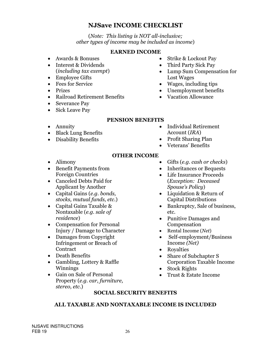 Instructions for Nj Save Application for Medicare Savings Programs (Msp), Pharmaceutical Assistance to the Aged and Disabled (Paad), Lifeline Utility Assistance (Lifeline), Senior Gold Prescription Discount Program (Senior Gold), and Other Special Benefits Programs - New Jersey, Page 26