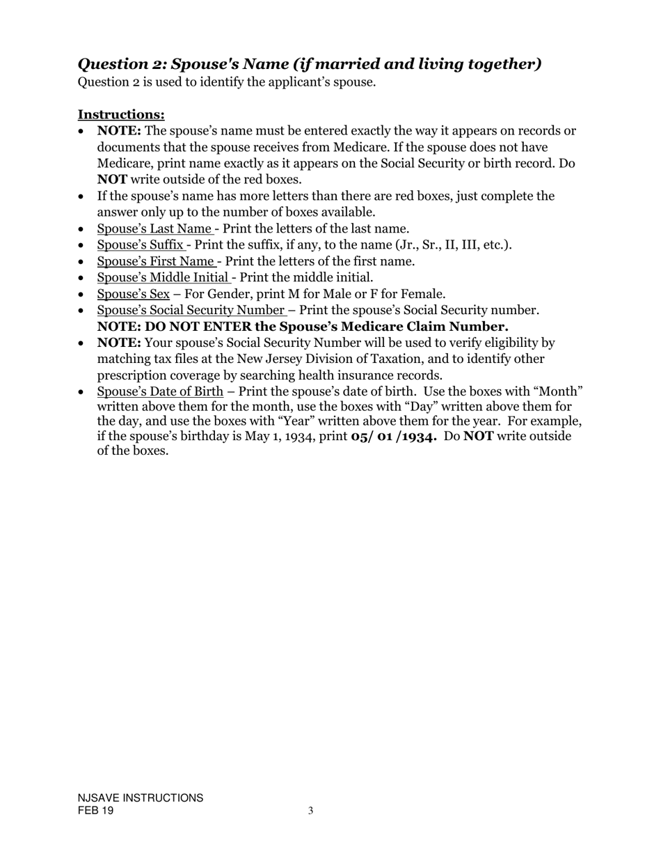Instructions for Nj Save Application for Medicare Savings Programs (Msp), Pharmaceutical Assistance to the Aged and Disabled (Paad), Lifeline Utility Assistance (Lifeline), Senior Gold Prescription Discount Program (Senior Gold), and Other Special Benefits Programs - New Jersey, Page 3