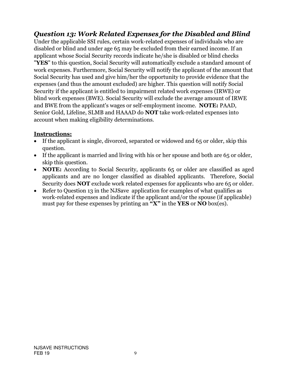 Instructions for Nj Save Application for Medicare Savings Programs (Msp), Pharmaceutical Assistance to the Aged and Disabled (Paad), Lifeline Utility Assistance (Lifeline), Senior Gold Prescription Discount Program (Senior Gold), and Other Special Benefits Programs - New Jersey, Page 9