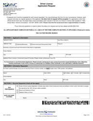 Form DO-11 Driver License Application Request - New Jersey