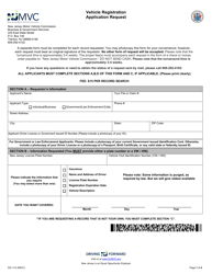 Form DO-11A Vehicle Registration Application Request - New Jersey
