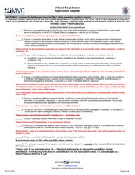 Form DO-11A Vehicle Registration Application Request - New Jersey, Page 2