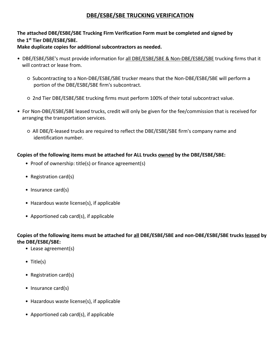 Form CR-274 Dbe / Esbe / Sbe Trucking Verification - New Jersey, Page 3