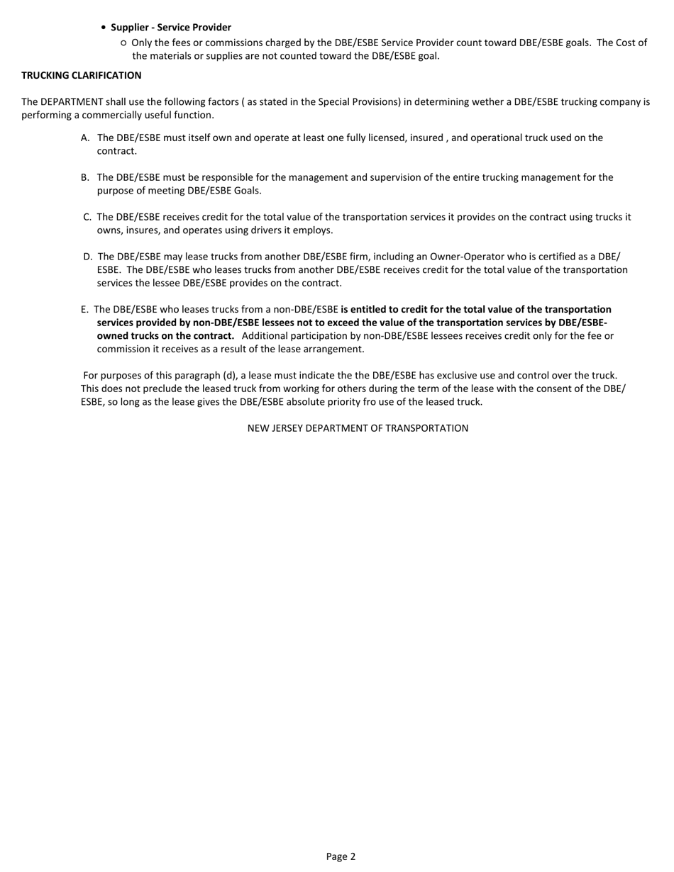 Form CR-275 Dbe / Esbe Commercially Useful Function (Cuf) Checklist - New Jersey, Page 2