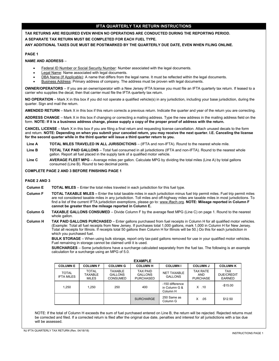 International Fuel Tax Agreement (Ifta) Quarterly Tax Return - New Jersey, Page 4
