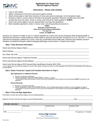 Form SP-81 &quot;Application for Home Care Service Agency Placard&quot; - New Jersey