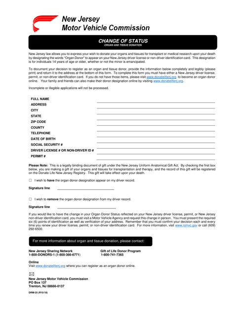 Form DRM-25  Printable Pdf