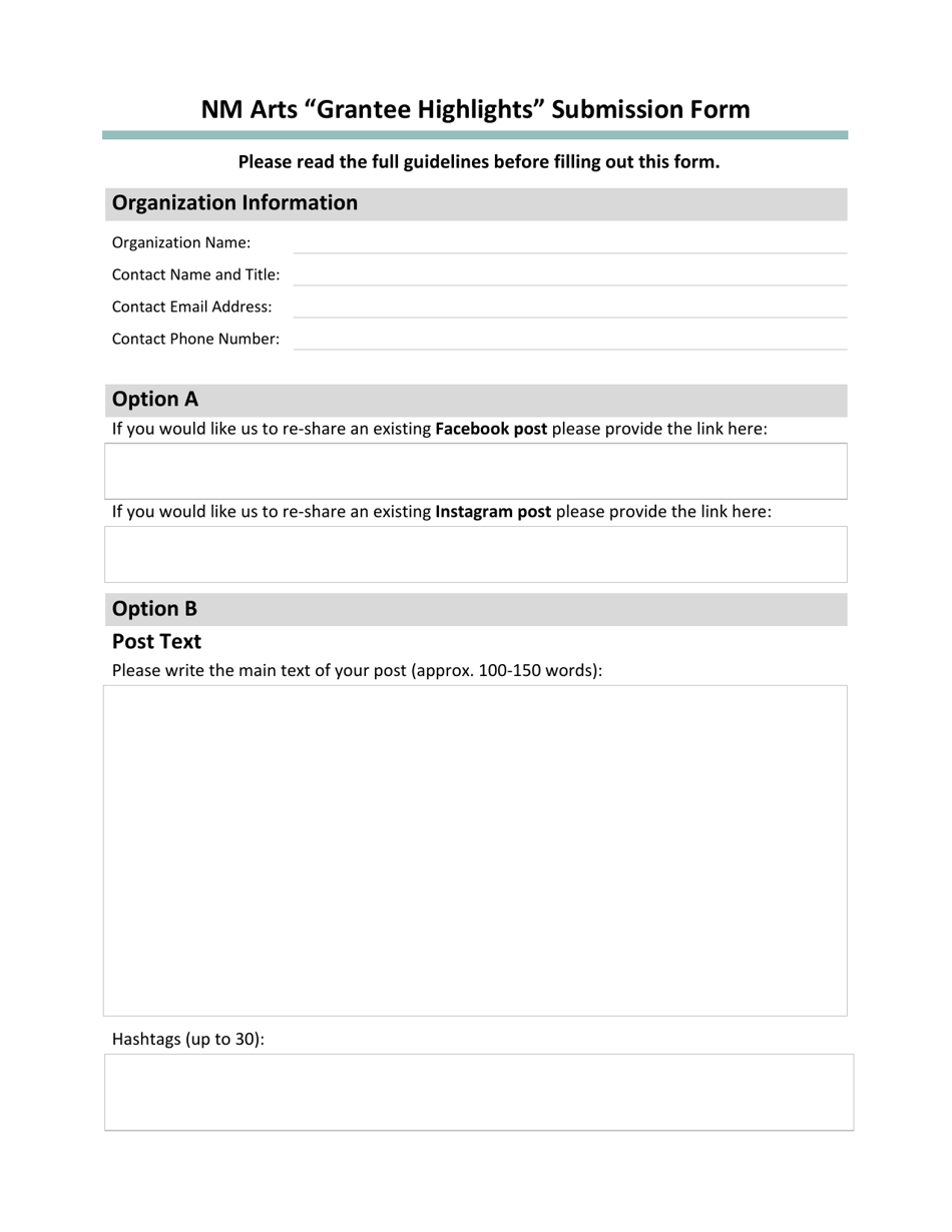 Nm Arts grantee Highlights Submission Form - New Mexico, Page 3
