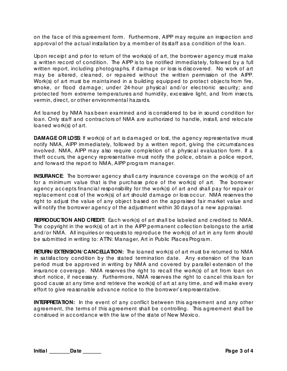 Agreement for Outgoing Loan - New Mexico, Page 3
