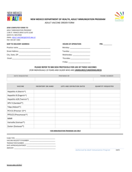 Document preview: Adult Vaccine Order Form - New Mexico