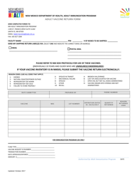 Document preview: Adult Vaccine Return Form - New Mexico