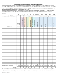 Document preview: Kindergarten Immunization Assessment Worksheet - New Mexico