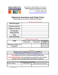 Document preview: Naloxone Inventory and Order Form - New Mexico