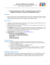 Document preview: Application for Approval of Continuing Education (Ceus) - New Mexico