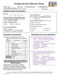 Document preview: Syringe Services Interview Form - New Mexico
