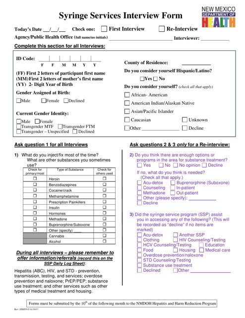 Syringe Services Interview Form - New Mexico