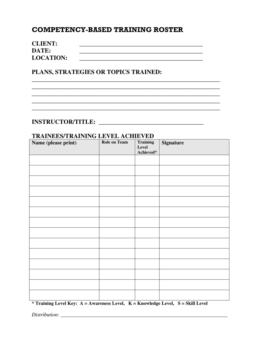 Competency-Based Training Roster - New Mexico, Page 1