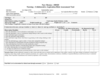 Document preview: Aspiration Risk Management: Nursing Collaborative Assessment Tool - New Mexico