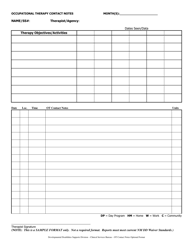 Document preview: Occupational Therapy Contact Notes - New Mexico