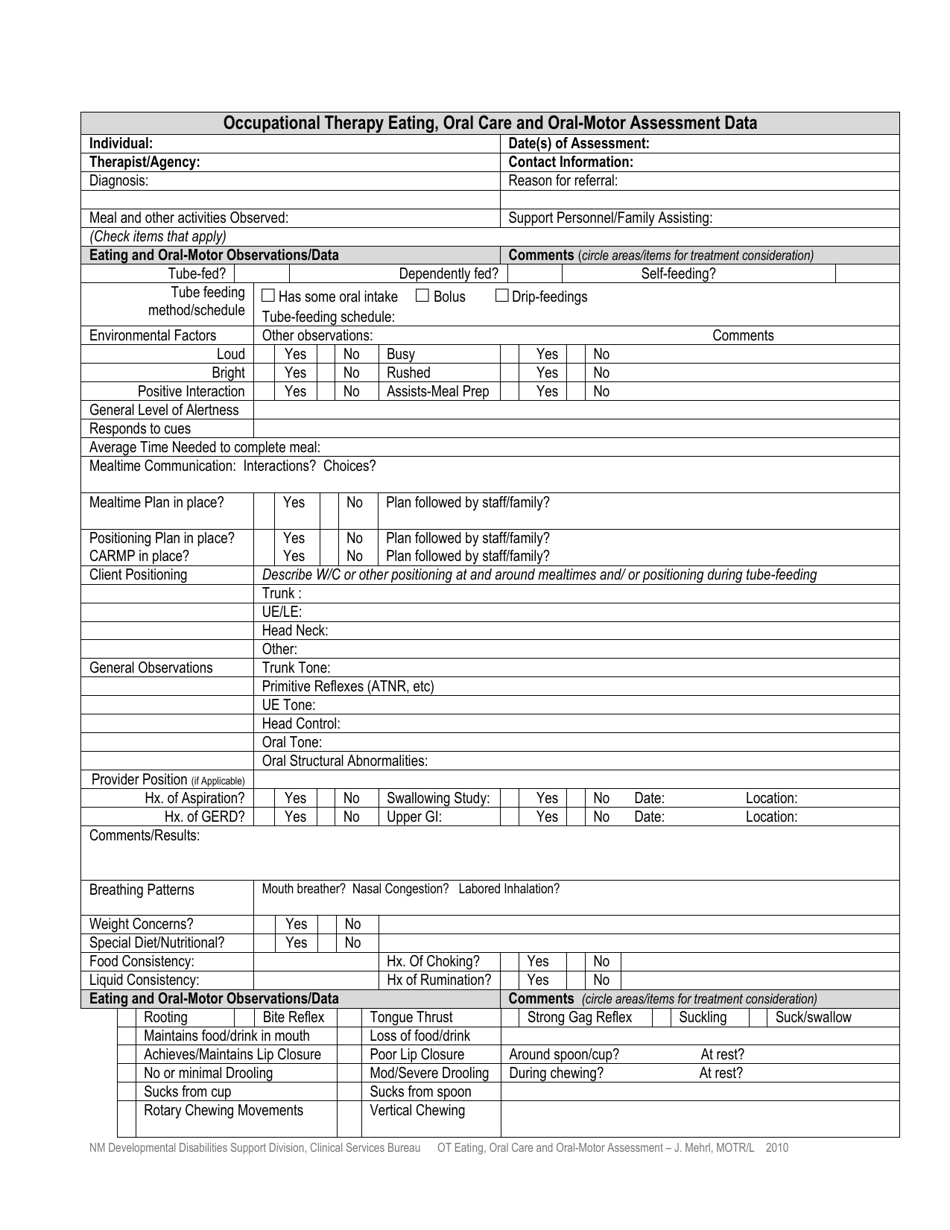 New Mexico Occupational Therapy Eating, Oral Care and Oral-Motor ...