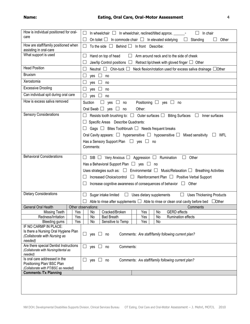 New Mexico Occupational Therapy Eating, Oral Care and Oral-Motor ...