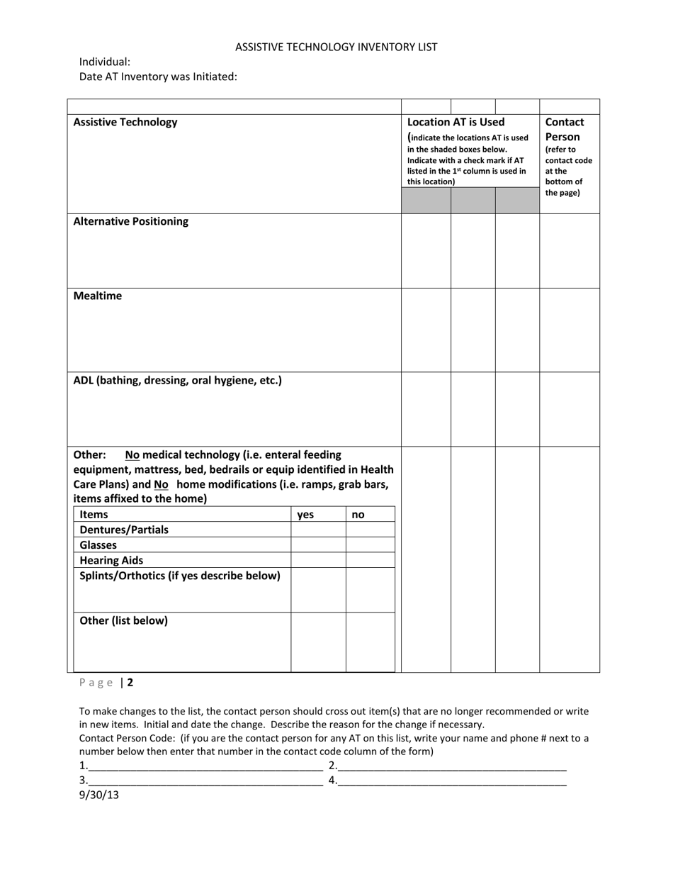 Assistive Technology Inventory List - New Mexico, Page 2