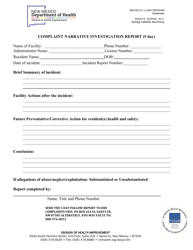 New Mexico Complaint Narrative Investigation Report (5 Day) - Fill Out ...