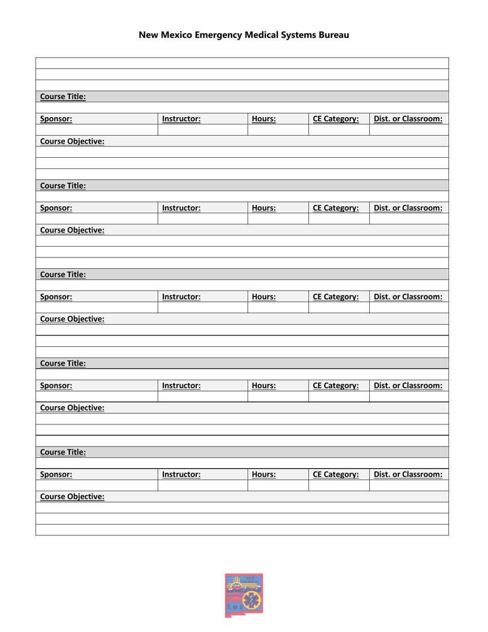 Application / Intent to Conduct a Continuing Education Program - New Mexico, Page 3