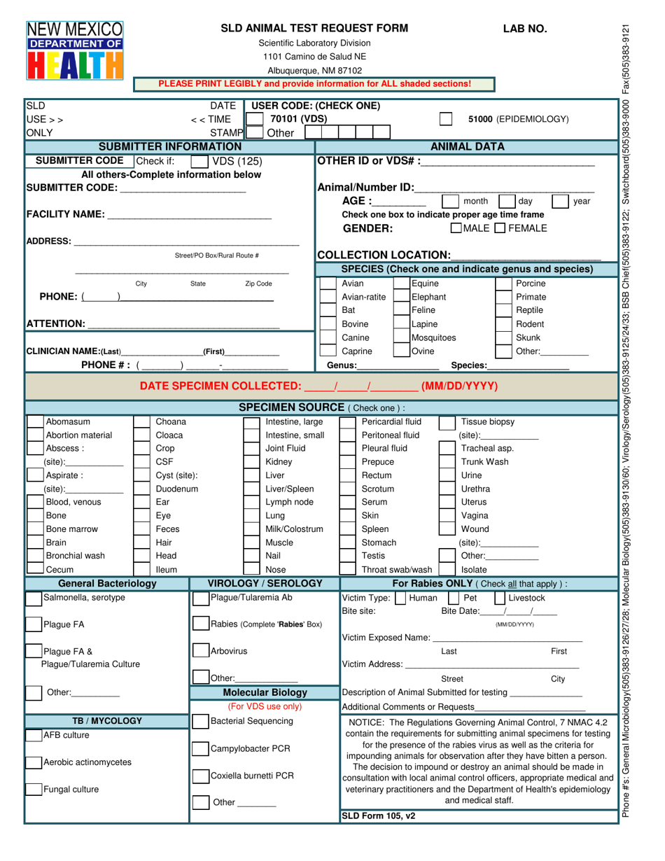 SLD Form 105 - Fill Out, Sign Online and Download Printable PDF, New ...