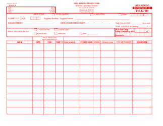 SLD Form 103 &quot;Dairy Analysis Request Form&quot; - New Mexico