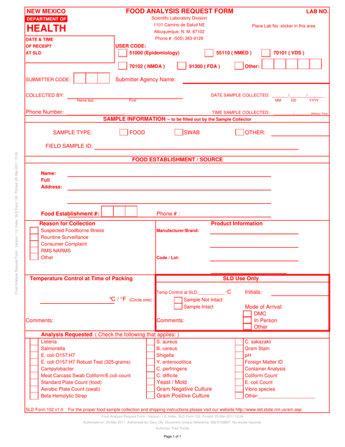 SLD Form 102  Printable Pdf