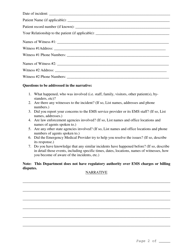 Emergency Medical Systems Complaint Form - New Mexico, Page 2