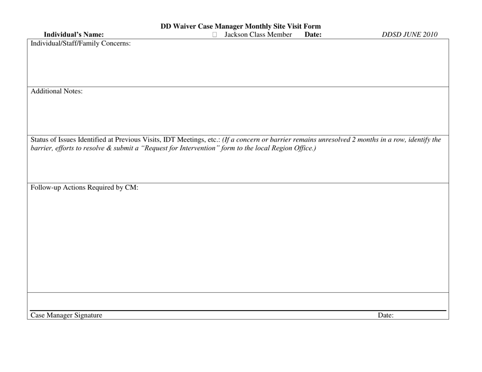 Ddw Case Management: Monthly Site Visits for Children Form - New Mexico, Page 4