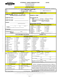 SLD Form 105 &quot;Veterinary/Rabies Submission Form&quot; - New Mexico