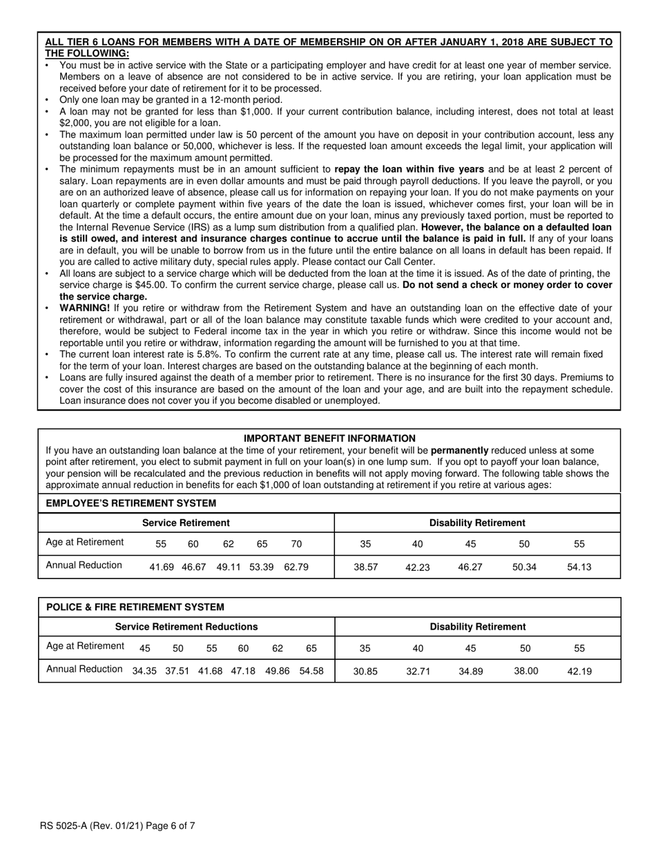 Form RS5025-A Tiers 3, 4, 5  6 Loan Application - New York, Page 6
