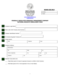 Federally Regulated Appraisal Management Company National Registry Enrollment Form - North Carolina
