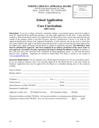 Form QE1 School Application for Core Curriculum - North Carolina