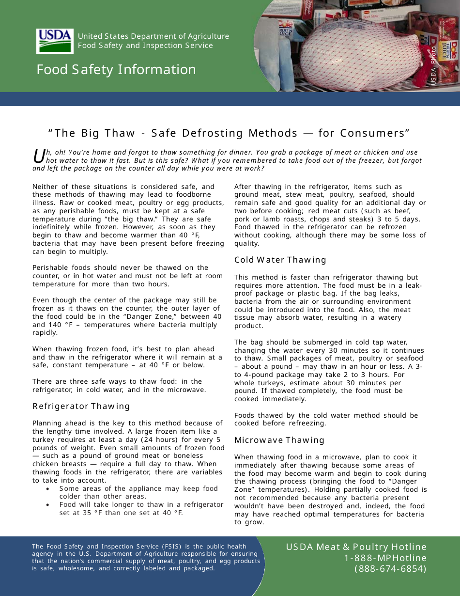 The Big Thaw - Safe Defrosting Methods - for Consumers, Page 1